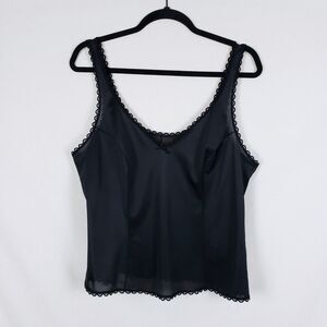 Vintage JCPenney Lace Trim Camisole Womens 38 Dark Coquette Romantic Goth Black